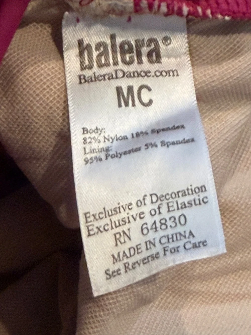 Balera Twistback Built-in Biketard Dress 15782 Size MC (Medium Child)